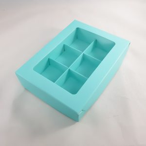 Коробка для 6 конфет с окном, тиффани.