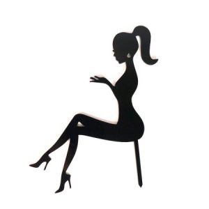 Топпер акриловый "Сидящая девушка", черный.