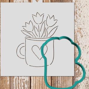 Трафарет "Кружка с тюльпанами".