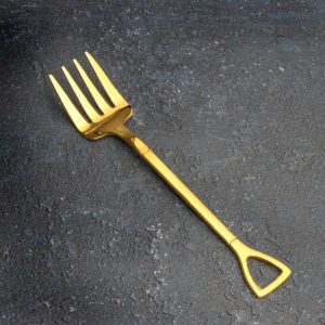 Вилка десертная "Грабли", золотистая