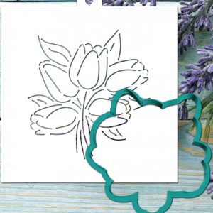 Вырубка + трафарет "Букет Тюльпанов".