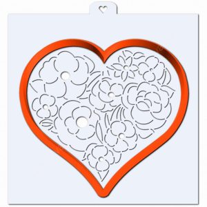 Вырубка + трафарет "Сердце с цветами".