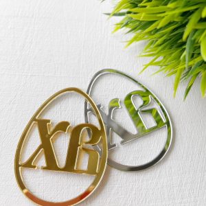 Топпер "Яйцо ХВ", золотой акрил.