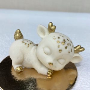 Фигурка из глазури "Олененок на животике", золото, 1 шт.