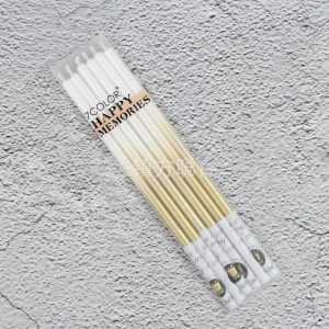 Набор свечей для торта "Жемчуг" (белый с золотом 14 см), 6 шт.