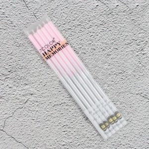 Набор свечей для торта "Жемчуг" (розовый с серебром 14 см), 6 шт.