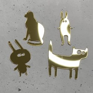 Топпер "Зайцы и Коты" (набор бирок 4 шт.), 5 см., золотой акрил