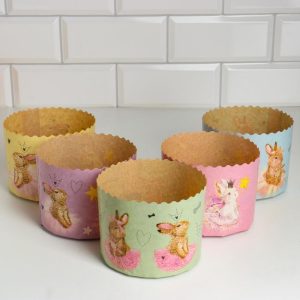 Форма бумажная для кулича на 450 гр. "Зверята" 124*90 мм.