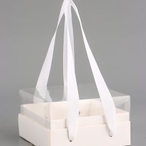 Коробка под бенто-торт, с прозрачной крышкой, белый, 14×14×8 см