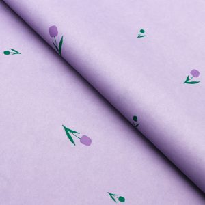 Бумага тишью "Цветы на сиреневом фоне", 50/70 см.