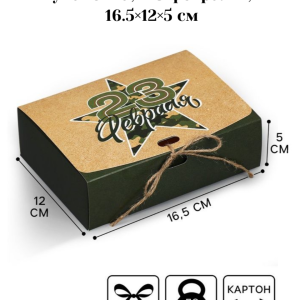Коробка подарочная, упаковка, «23 февраля», 16.5×12×5 см