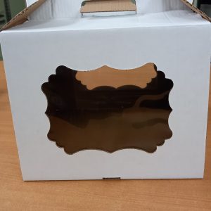 УЦЕНКА!!! Коробка для торта 30*30*25 с фигурным окном и ручками.