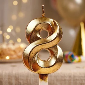 Свеча для торта, цифра 8 (золото, 5 см)