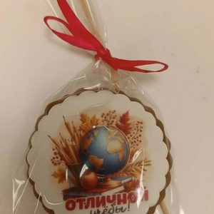 Имбирный пряник на палочке "Отличной учебы" , глобус