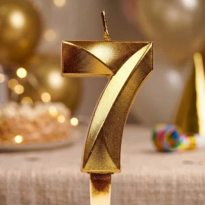Свеча для торта, цифра 7 (золото, 5 см)